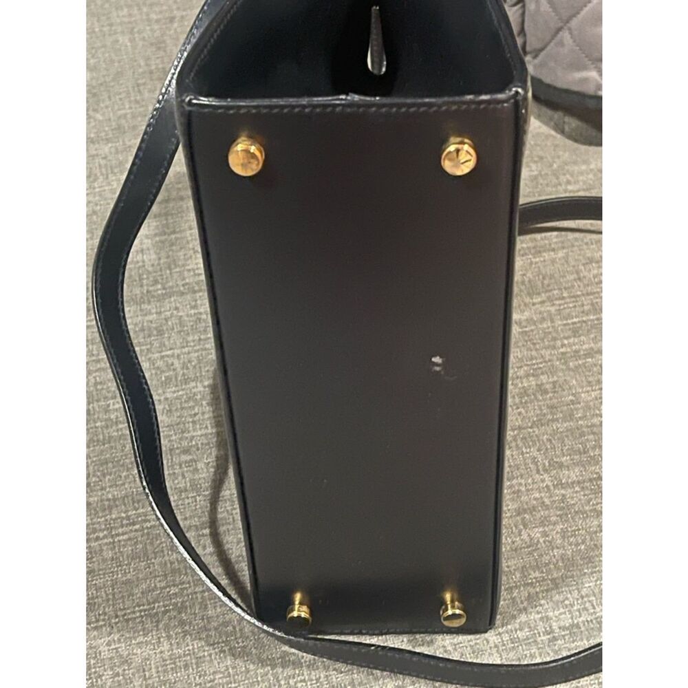Salvatore Ferragamo Bow Leather Tote Black Gold Hardware Top Handle Crossbody - Picture 7 of 10